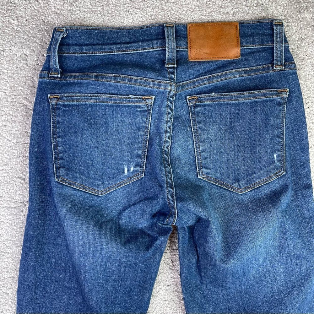 J. Crew Toothpick Jeans Women's 24 Blue  Skinny Low Rise Dark Denim Distressed - Picture 4 of 12